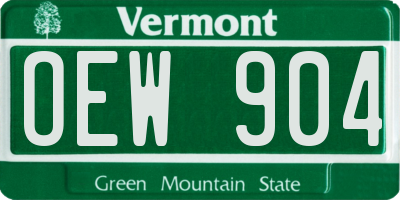 VT license plate OEW904