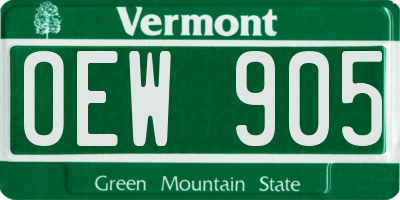 VT license plate OEW905