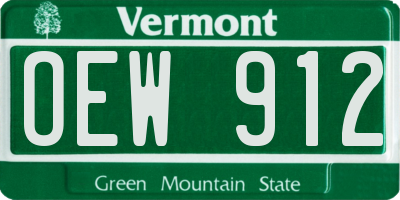 VT license plate OEW912