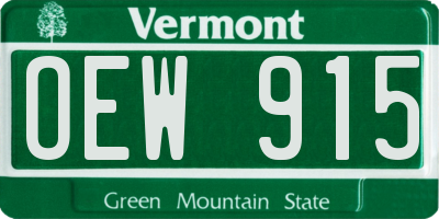 VT license plate OEW915