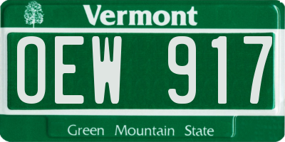 VT license plate OEW917