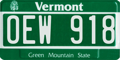 VT license plate OEW918