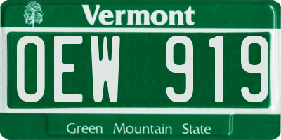 VT license plate OEW919
