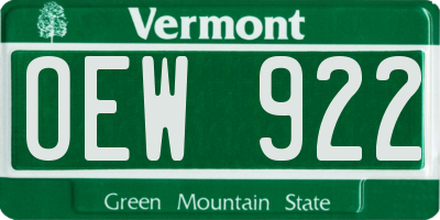VT license plate OEW922