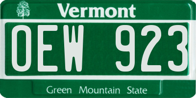 VT license plate OEW923