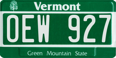 VT license plate OEW927