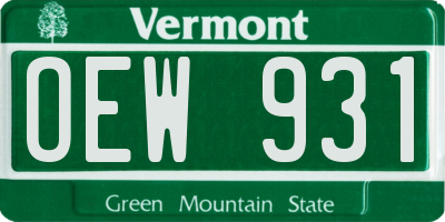 VT license plate OEW931
