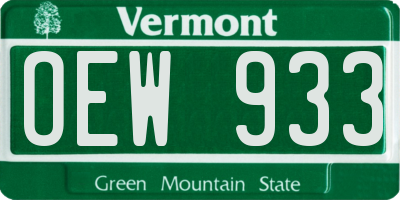 VT license plate OEW933