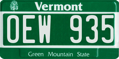 VT license plate OEW935
