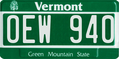 VT license plate OEW940