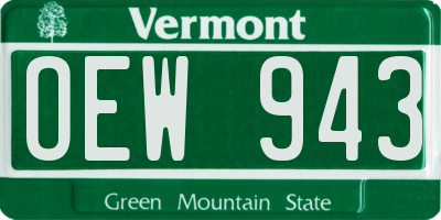 VT license plate OEW943