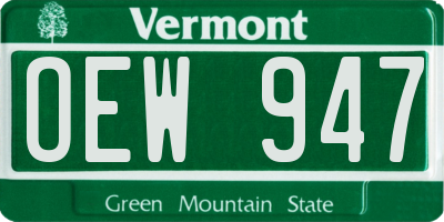 VT license plate OEW947
