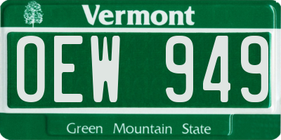 VT license plate OEW949