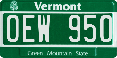 VT license plate OEW950