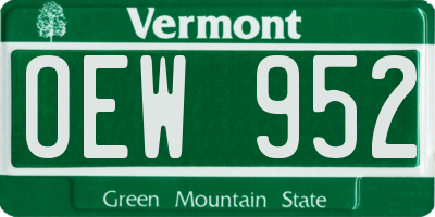 VT license plate OEW952