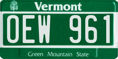 VT license plate OEW961