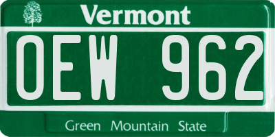 VT license plate OEW962