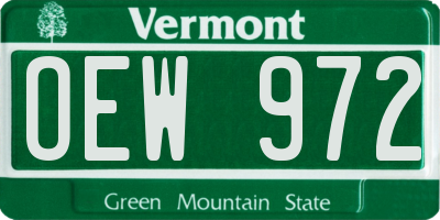 VT license plate OEW972