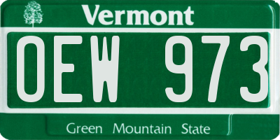 VT license plate OEW973
