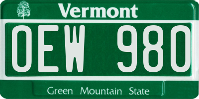 VT license plate OEW980