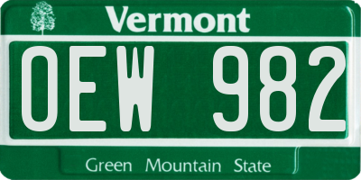 VT license plate OEW982