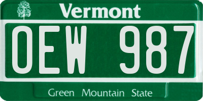 VT license plate OEW987