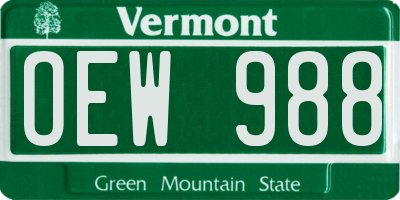VT license plate OEW988
