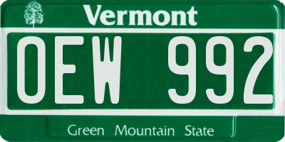 VT license plate OEW992