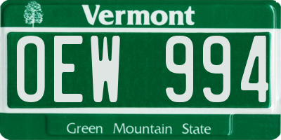 VT license plate OEW994