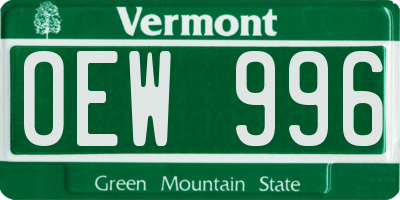VT license plate OEW996