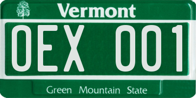 VT license plate OEX001