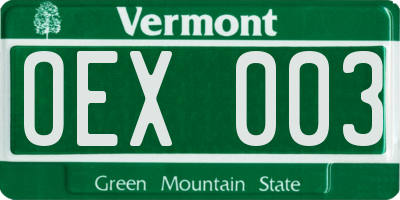 VT license plate OEX003