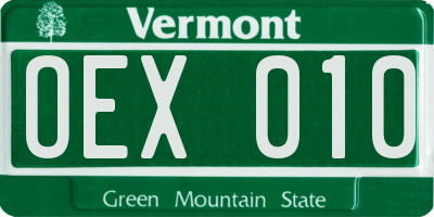 VT license plate OEX010