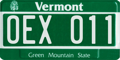 VT license plate OEX011