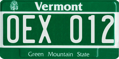 VT license plate OEX012
