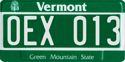 VT license plate OEX013
