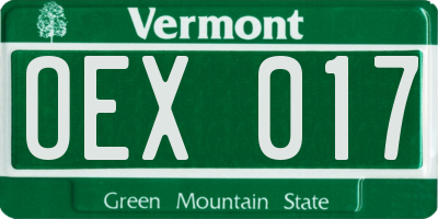 VT license plate OEX017