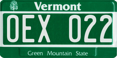 VT license plate OEX022