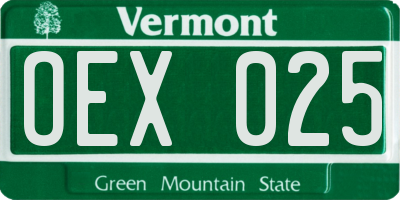 VT license plate OEX025