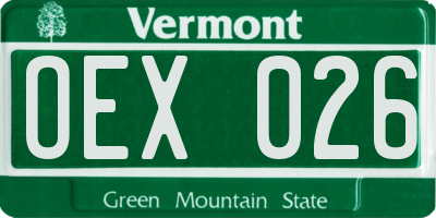 VT license plate OEX026