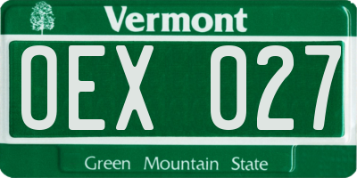VT license plate OEX027
