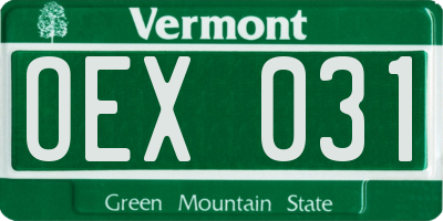 VT license plate OEX031