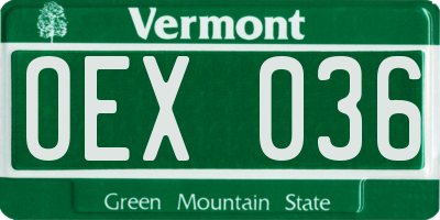 VT license plate OEX036
