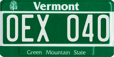 VT license plate OEX040