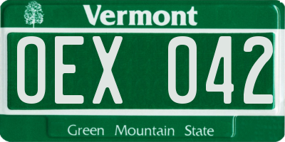 VT license plate OEX042