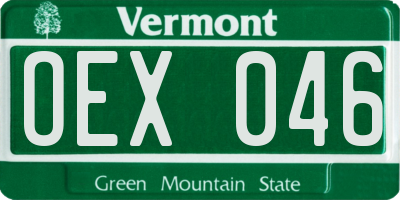VT license plate OEX046