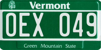 VT license plate OEX049