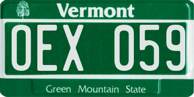 VT license plate OEX059