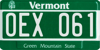 VT license plate OEX061