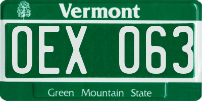 VT license plate OEX063